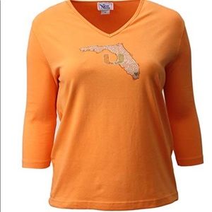 Miami Hurricanes Rhinestone Bling 3/4 Sleeve NWT M
